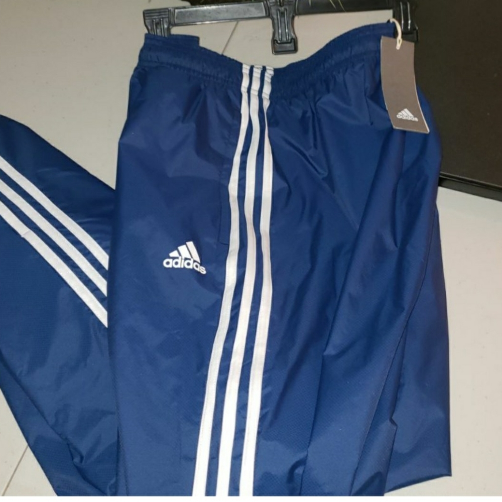 Adidas Pants Jogger Windbreaker Dark Blue White L